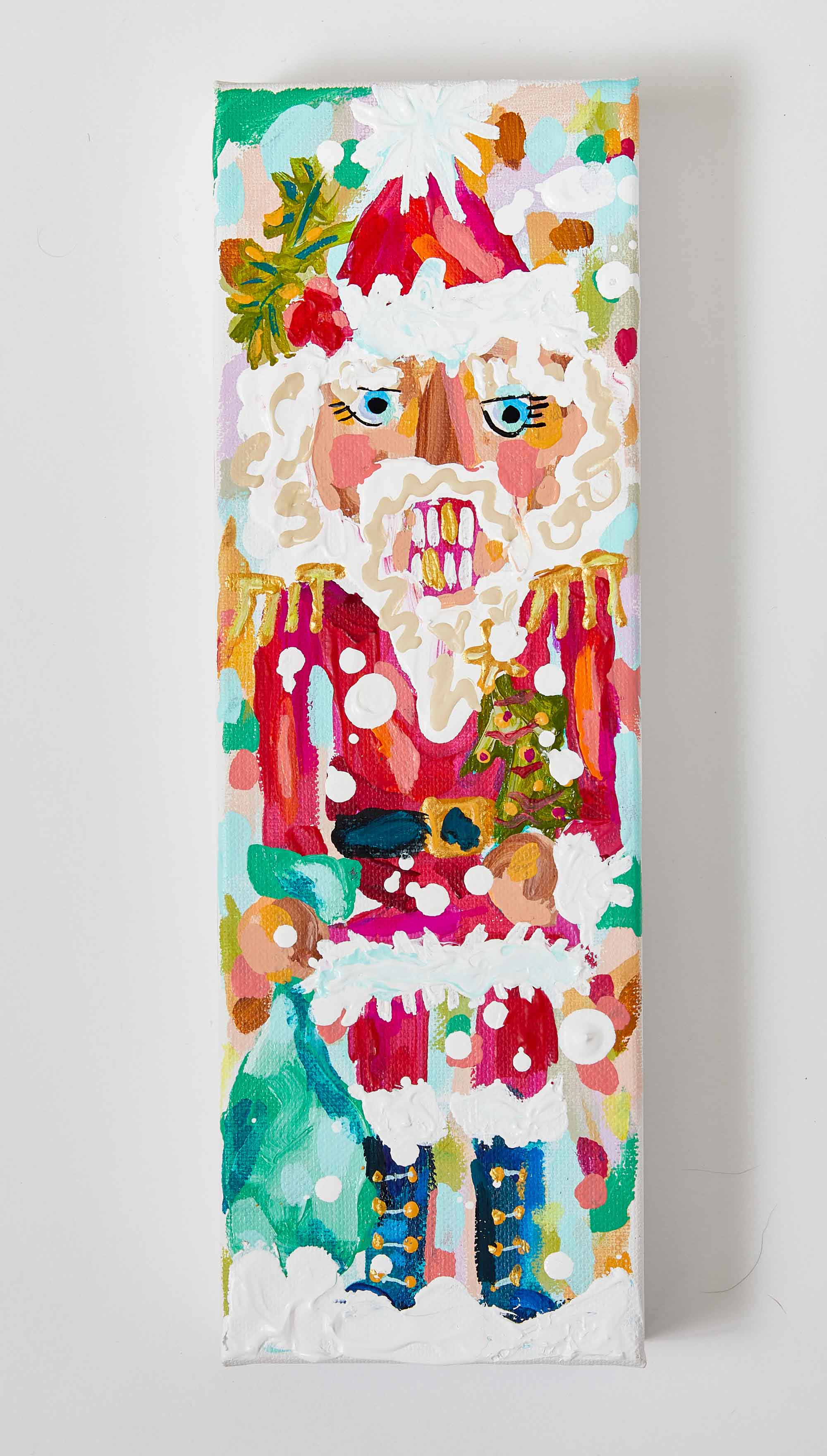 Santa Nutcracker Christmas Painting: 4x12-1