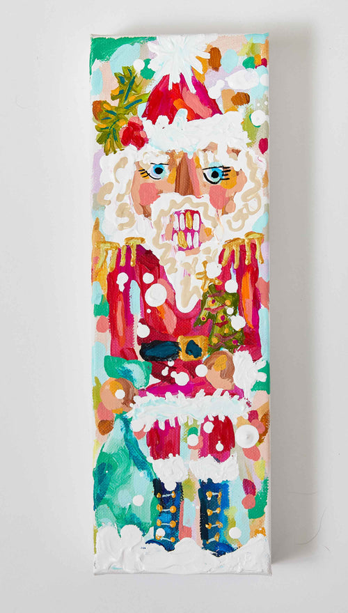 Santa Nutcracker Christmas Painting: 4x12-1